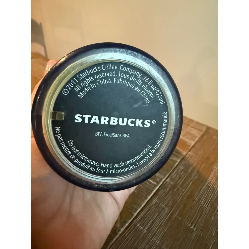 Starbucks 2011 Lime Green Mosaic Double Wall Travel‎ Tumbler 16oz Insulated Cup